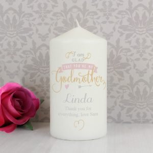 Personalised I Am Glad… Godmother Candle