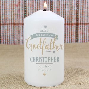Personalised I Am Glad… Godfather Candle