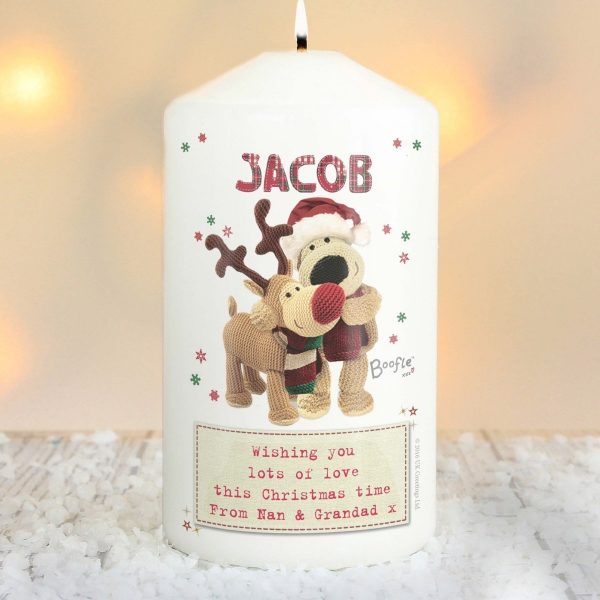 Personalised Boofle Christmas Reindeer Candle