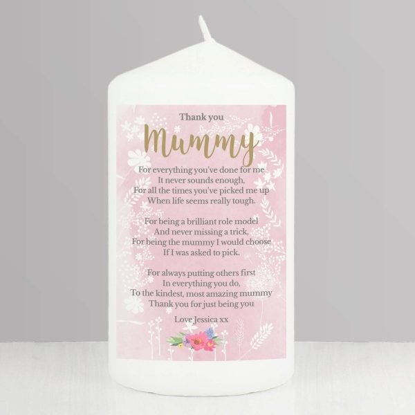 Personalised Floral Watercolour Pillar Candle