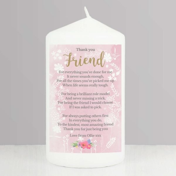Personalised Floral Watercolour Pillar Candle