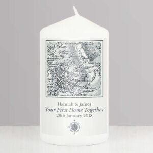 Personalised 1805 – 1874 Old Series Map Compass Pillar Candle