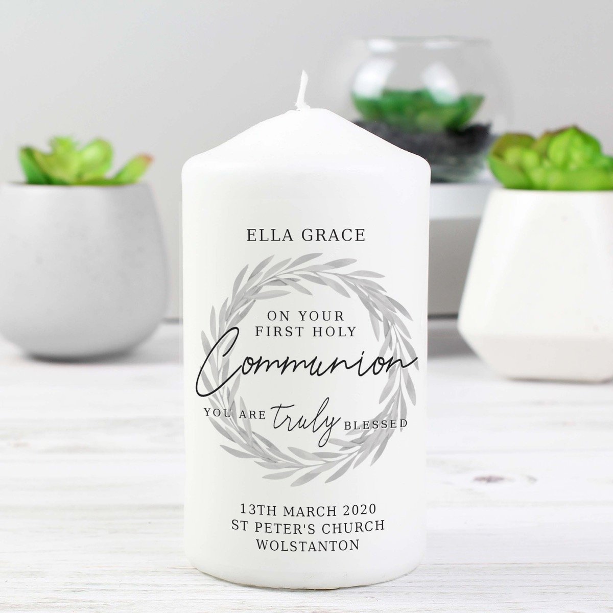 Personalised ‘Truly Blessed’ First Holy Communion Pillar Candle