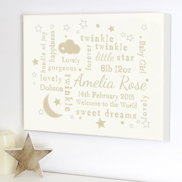Personalised Twinkle Twinkle Typography Landscape Canvas