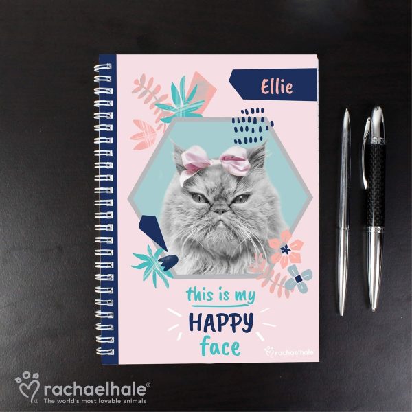 Personalised Rachael Hale ‘Happy Face’ Cat A5 Notebook