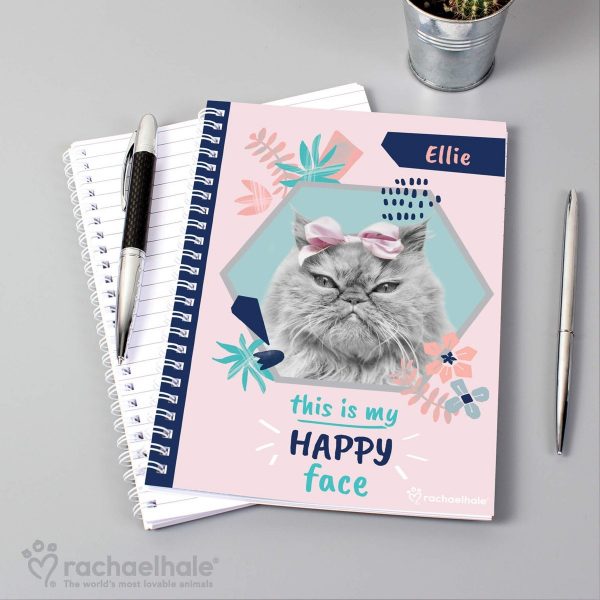 Personalised Rachael Hale ‘Happy Face’ Cat A5 Notebook