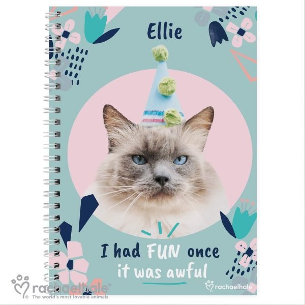 Personalised Rachael Hale ‘I Had Fun Once’ Cat A5 Notebook