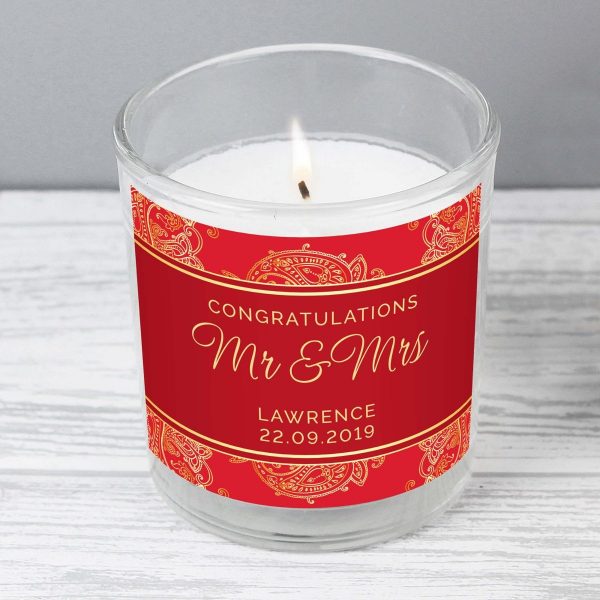 Personalised Paisley Wedding Scented Jar Candle