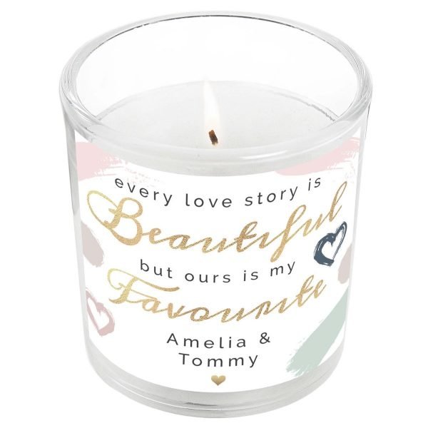 Personalised Every Love Story Is Beautiful Scented Jar Candle