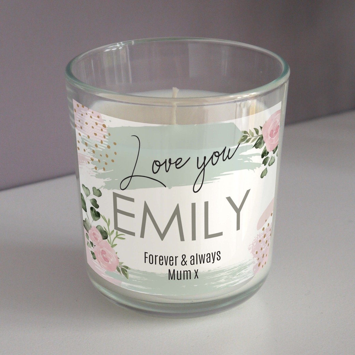 Personalised Abstract Rose Scented Jar Candle