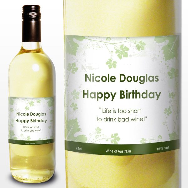 Personalised White Wine Ivy Label
