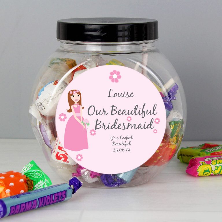 Personalised Beautiful Bridesmaid Sweet Gift Jar