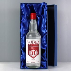 Personalised Birthday Red & Silver Vodka with Gift Box