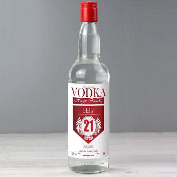 Personalised Birthday Red & Silver Vodka