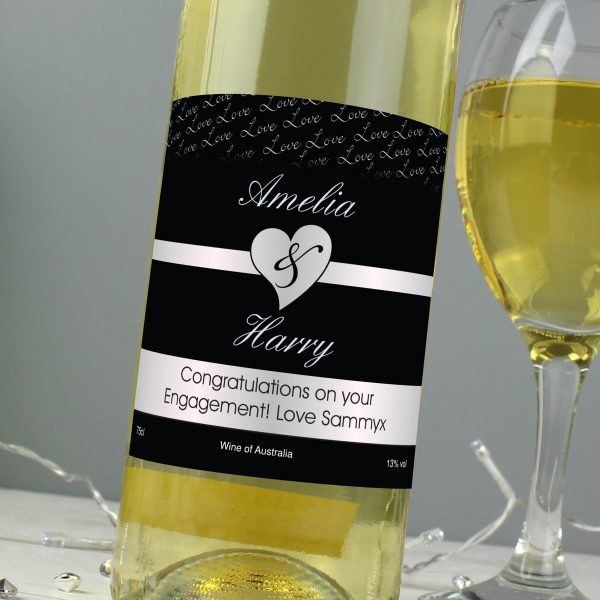 Personalised Couples White Wine – Black Design