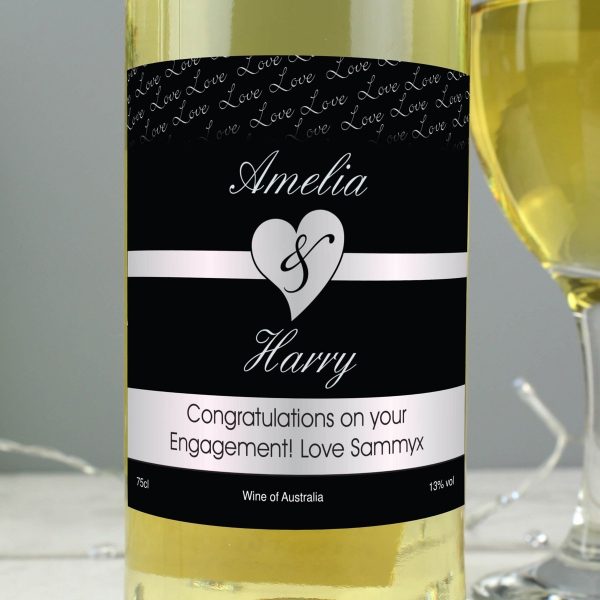 Personalised Couples White Wine – Black Design