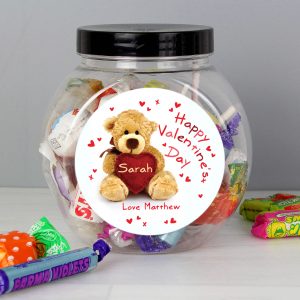 Personalised Teddy Heart Sweet Gift Jar