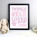 Personalised Twinkle Girls Black Framed Print