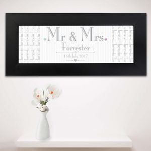 Personalised Decorative Wedding Mr & Mrs Black Name Frame