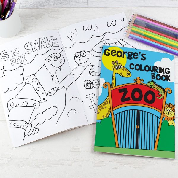 Personalised Zoo Colouring Book with Pencil Crayons