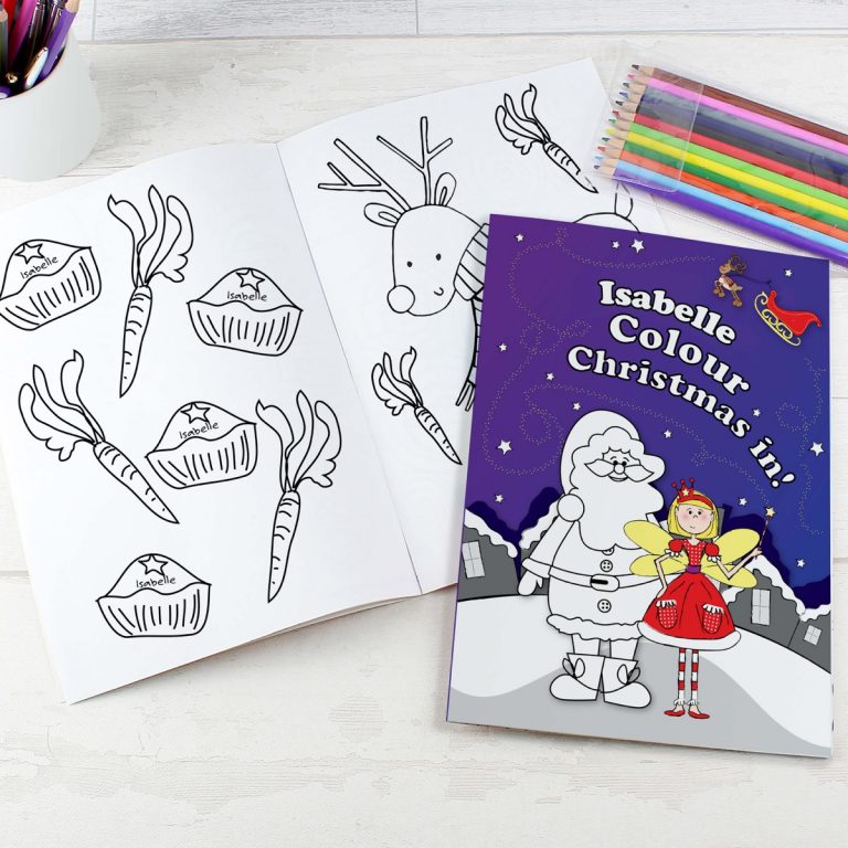 Personalised ‘It’s Christmas’ Fairy Colouring Book with Pencil Crayons