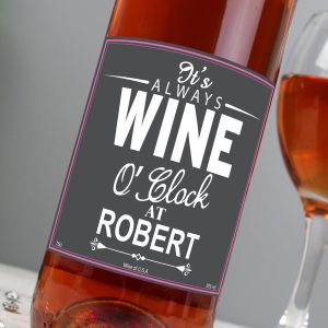 Personalised Black Border Rose Wine