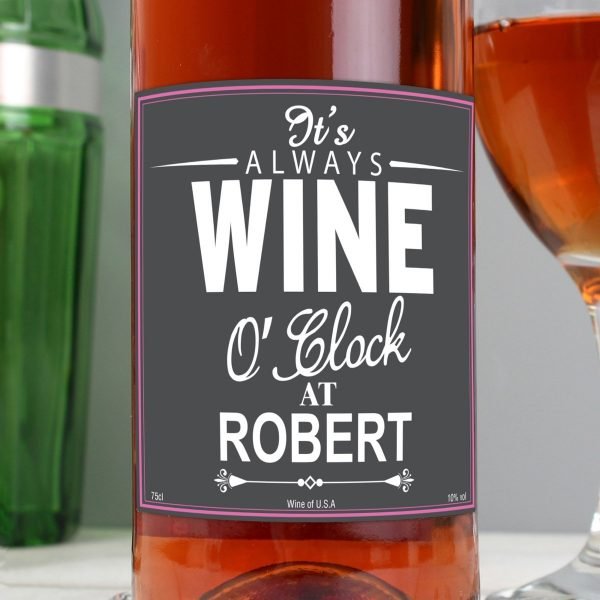 Personalised Wine O’Clock Rose Wine
