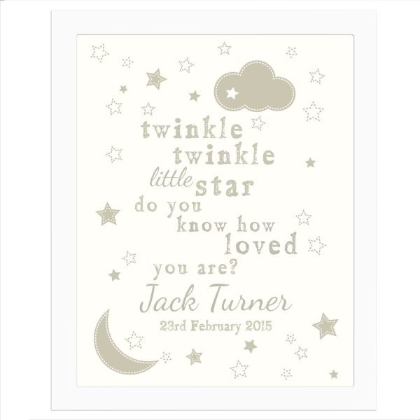 Personalised Twinkle Twinkle White Framed Print