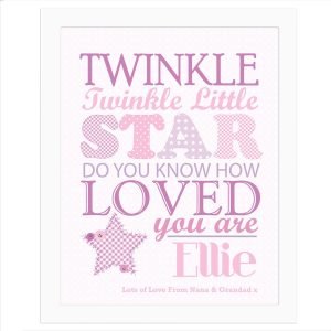 Personalised Twinkle Girls White Framed Print