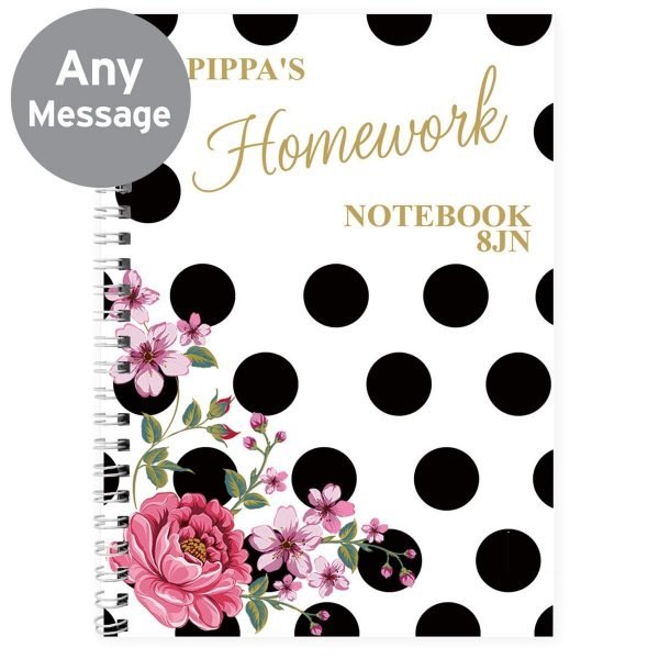 Personalised Floral Dot A5 Notebook