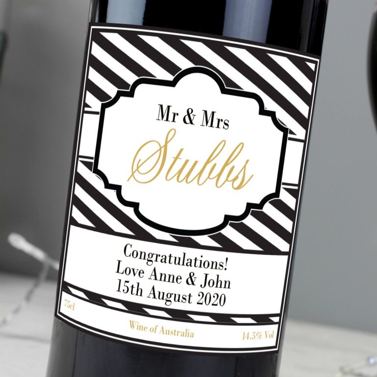 Personalised Art Deco Striped Red Wine