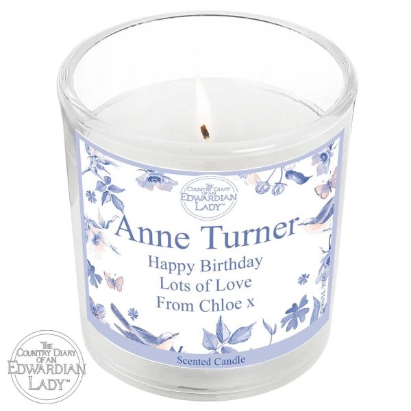 Personalised Country Diary Blue Blossom Scented Jar Candle