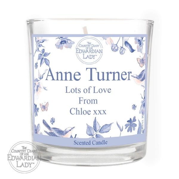 Personalised Country Diary Blue Blossom Scented Jar Candle