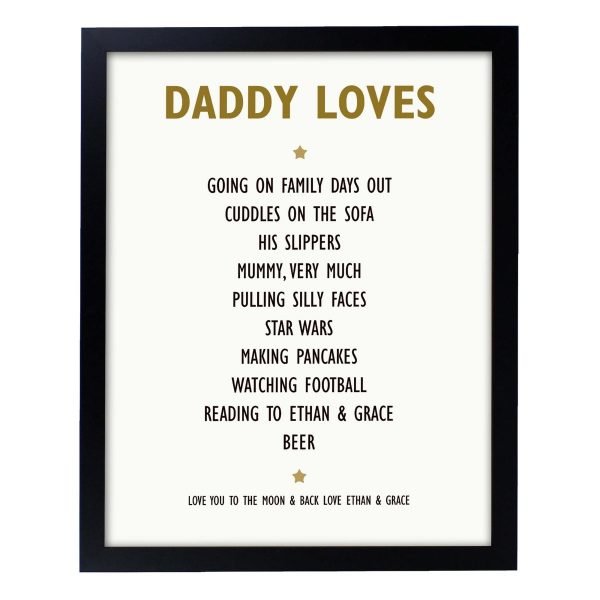 Personalised List of Love Black Framed Print