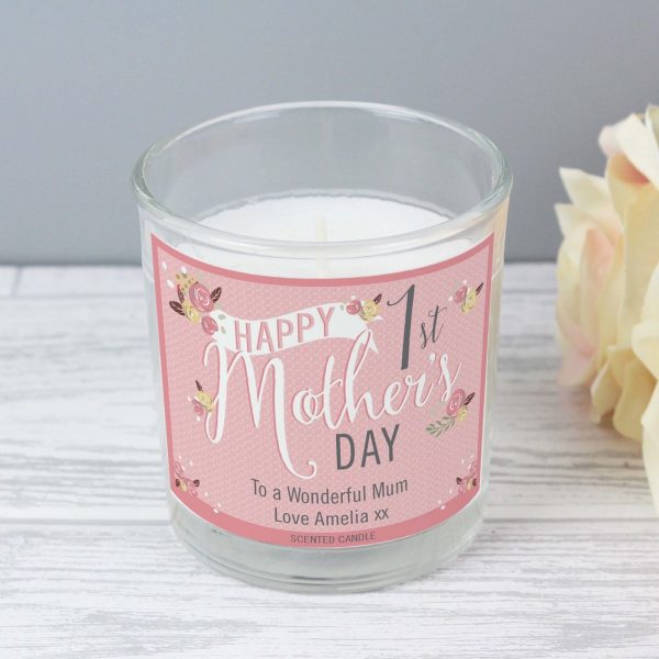Personalised Floral Bouquet 1st Mother’s Day Scented Jar Candle