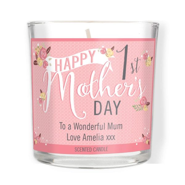 Personalised Floral Bouquet 1st Mother’s Day Scented Jar Candle