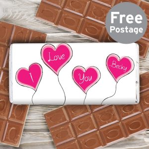 Personalised Heart Balloon Milk Chocolate Bar