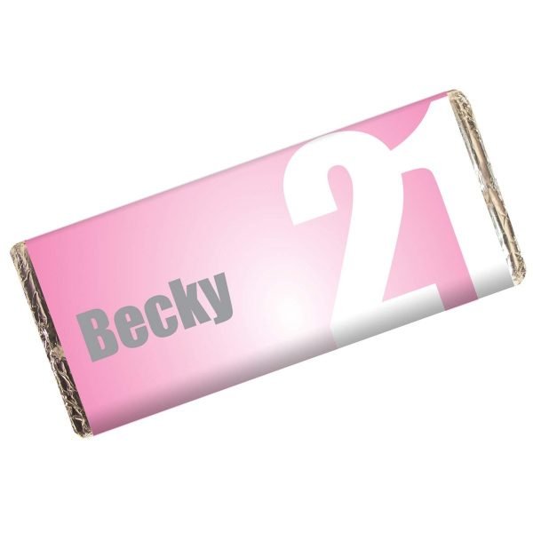 Personalised Pink Number Milk Chocolate Bar