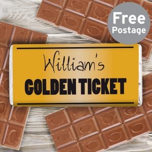 Personalised Golden Ticket Milk Chocolate Bar