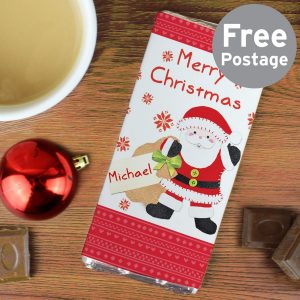 Personalised Felt Stitch Santa Milk Chocolate Bar