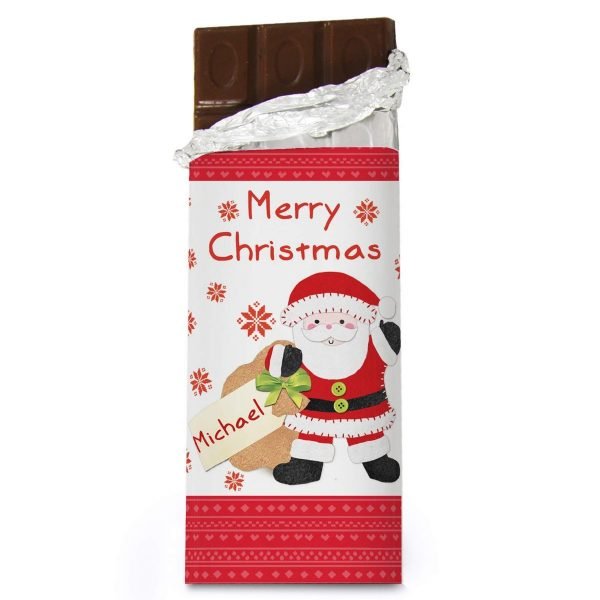 Personalised Felt Stitch Santa Milk Chocolate Bar