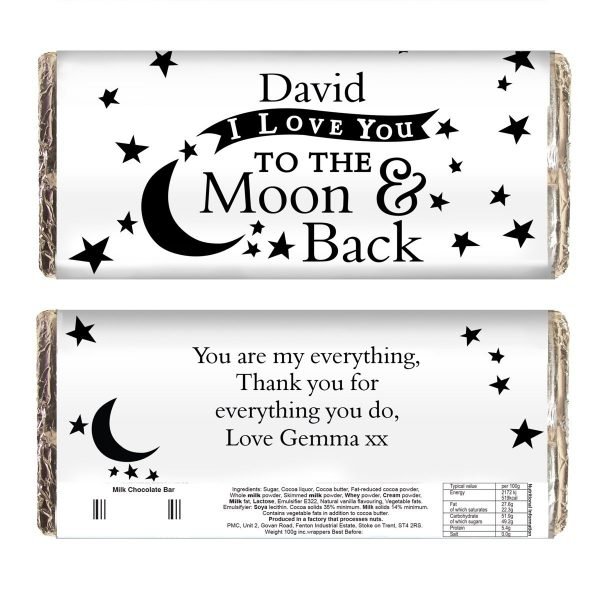 Personalised To the Moon and Back… Milk Chocolate Bar