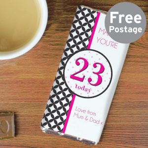 Personalised Birthday Vintage Typography Milk Chocolate Bar