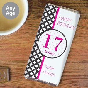 Personalised Birthday Vintage Typography Milk Chocolate Bar