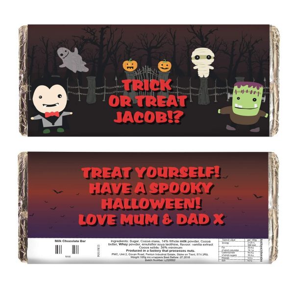 Personalised Halloween Milk Chocolate Bar