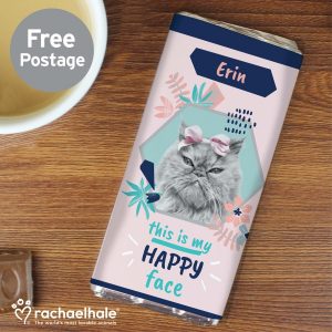 Personalised Rachael Hale ‘Happy Face’ Cat Chocolate Bar