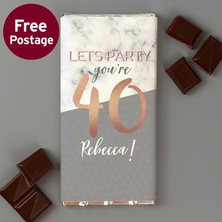 Personalised Birthday Marble and Rose Gold Chocolate Bar