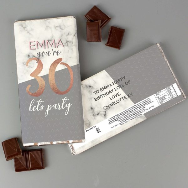 Personalised Birthday Marble and Rose Gold Chocolate Bar