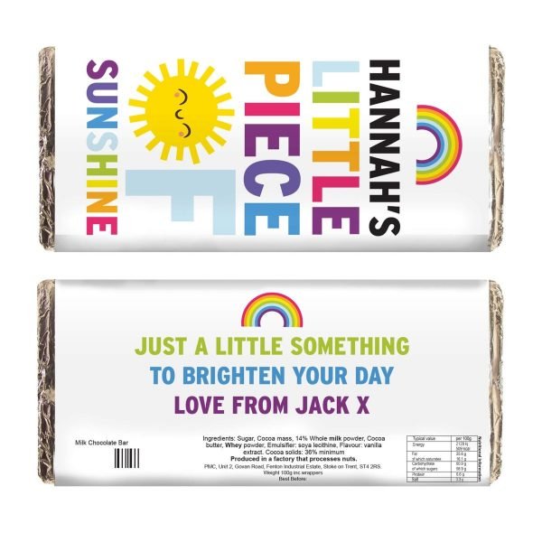 Personalised Rainbow Sunshine Milk Chocolate Bar