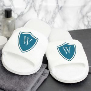 Personalised Men’s shield Initial Velour Slippers
